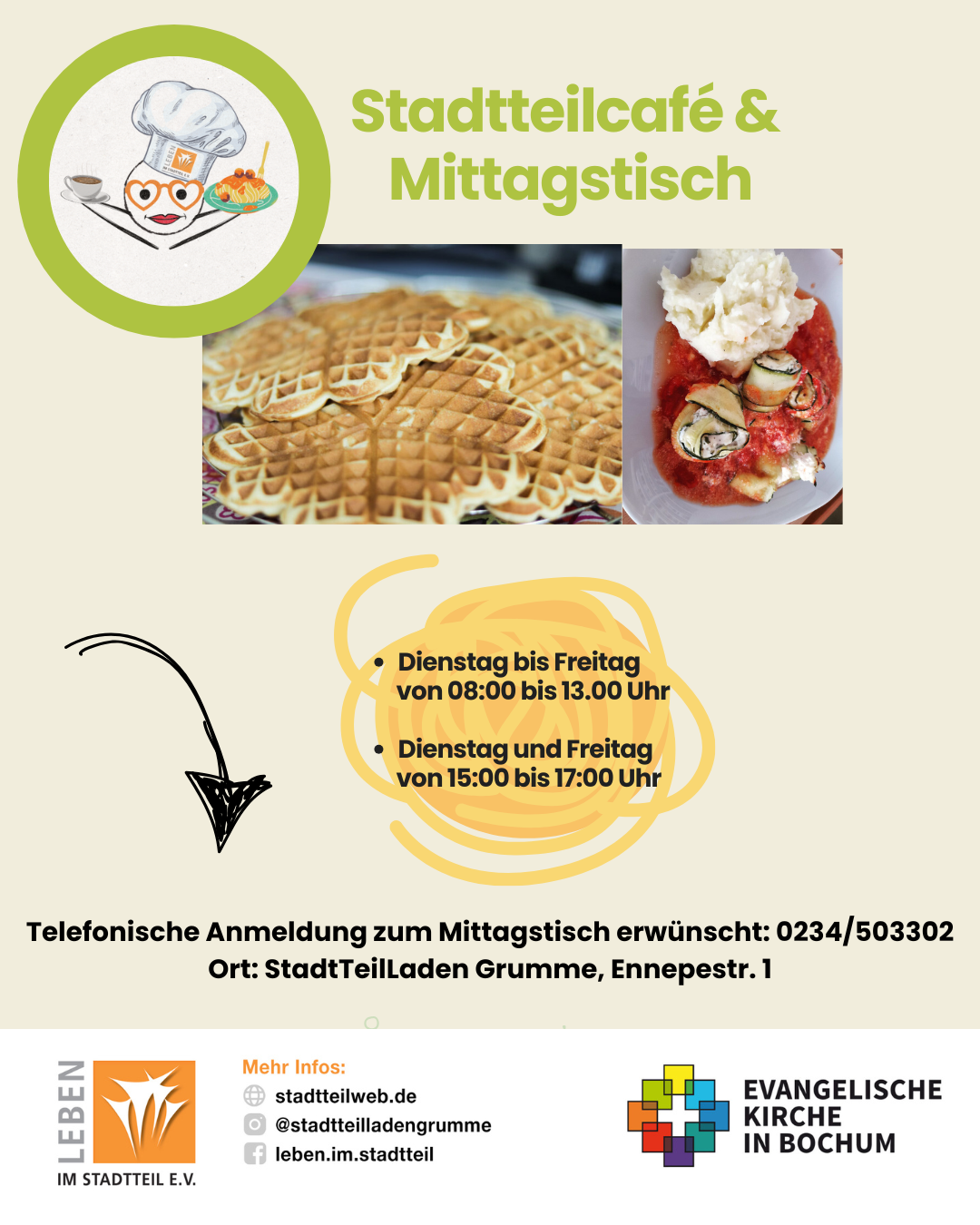 Mittagstisch, Kaffee, Kuchen in Gesellschaft essen